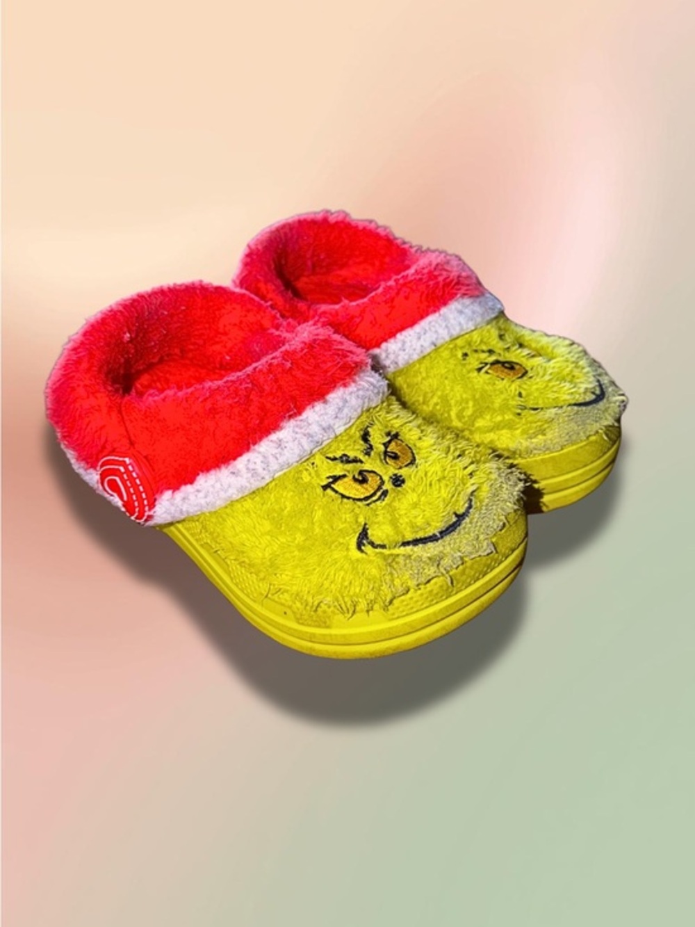 Crocs x The Grinch Classic Lined Clogs Kids C9 Green Red Fuzzy Christmas